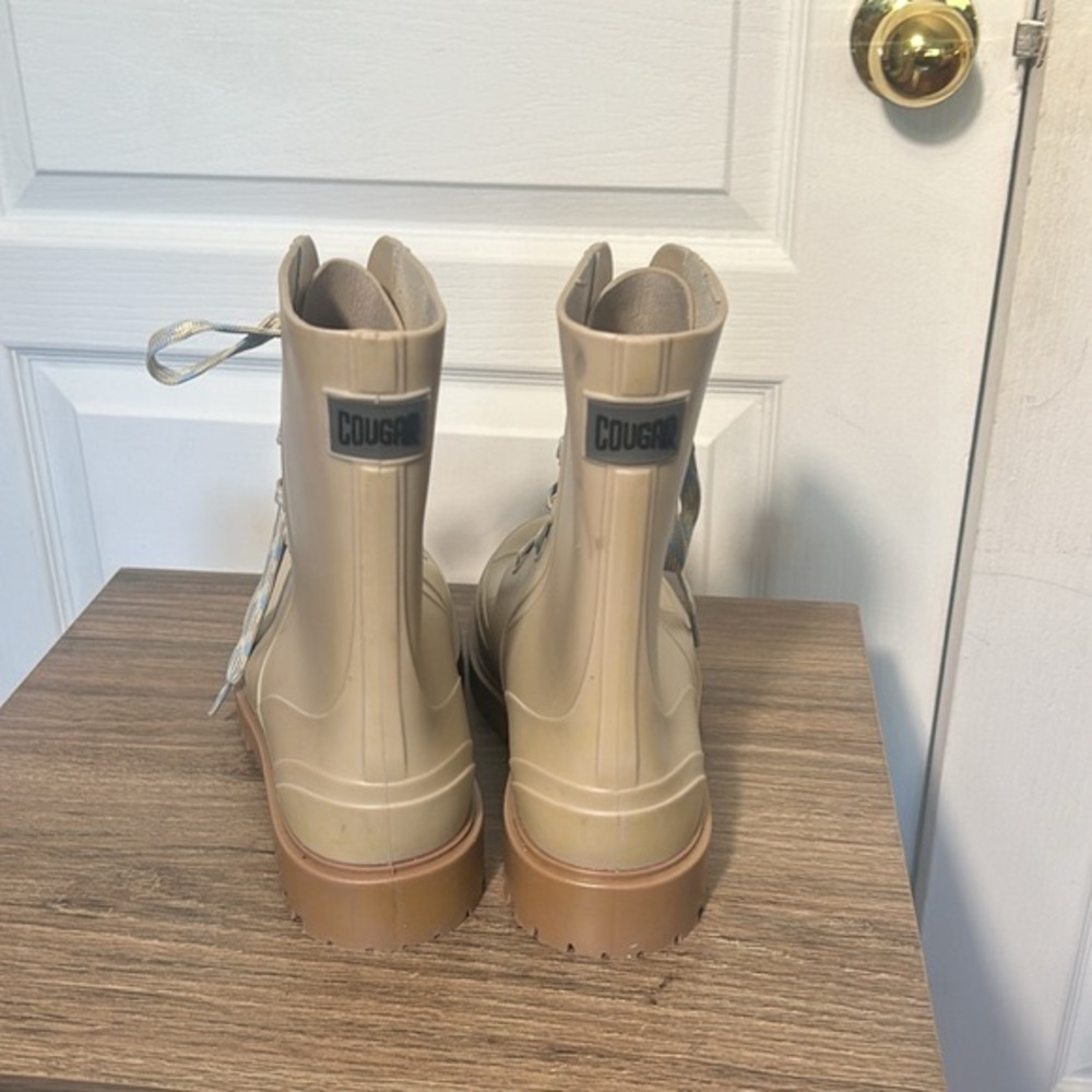 COUGAR MADRID WOMEN RUBBER RAI BOOTS IN DARK CREAM MID HIGH SIZE 8 - Picture 4 of 10